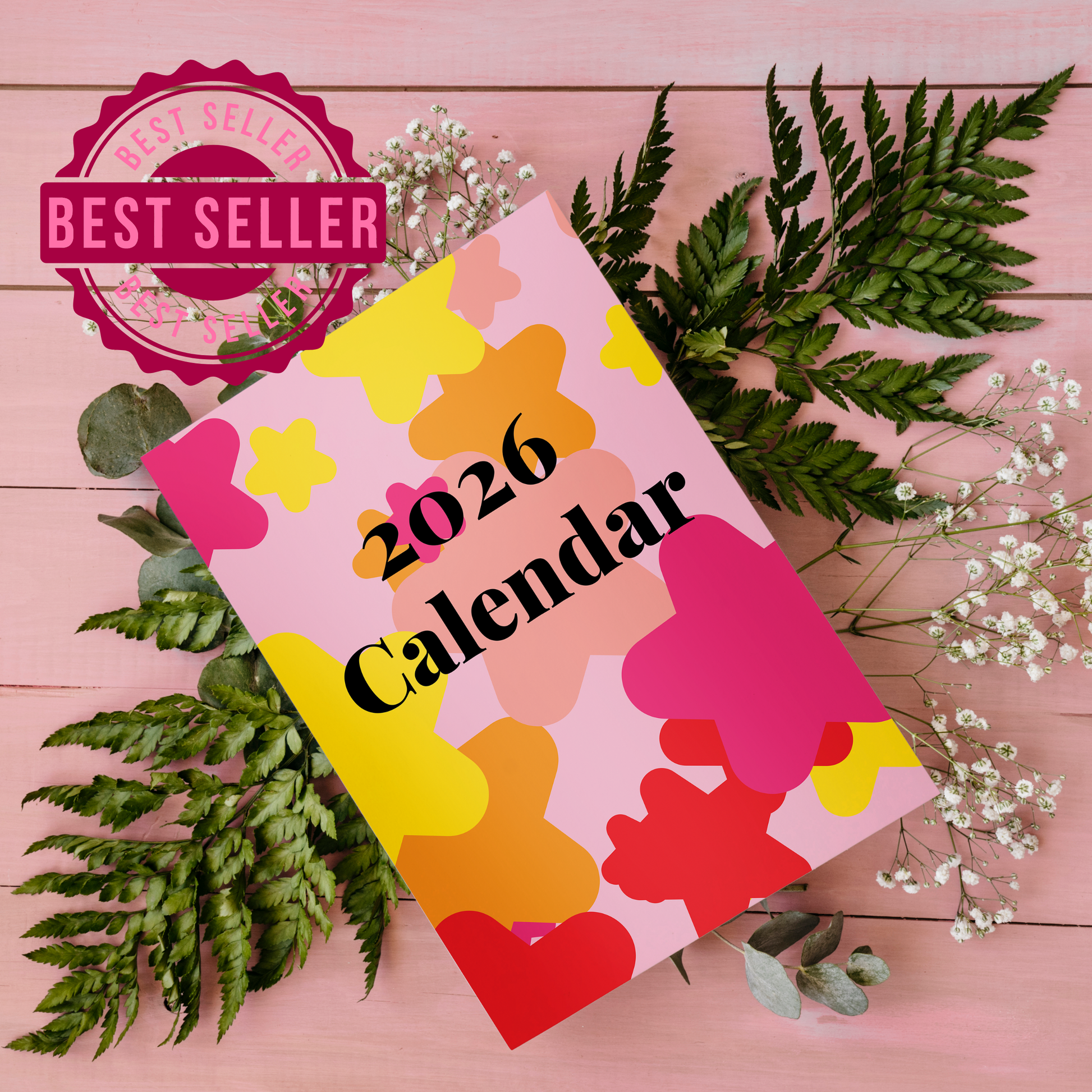 COLORFUL STAR & FLOWER UNDATED 2026 CALENDAR | PRINTABLE CALENDAR Nikola's Printables