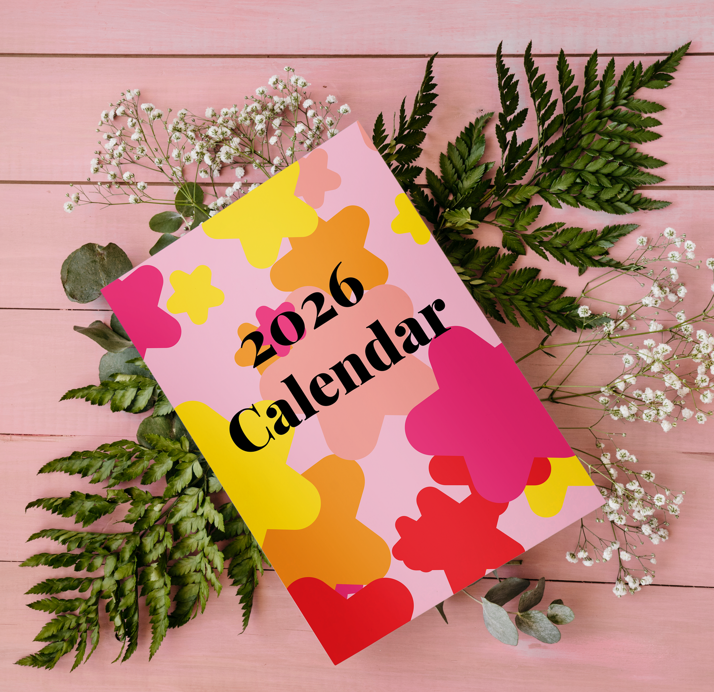 COLORFUL STAR & FLOWER UNDATED 2026 CALENDAR | PRINTABLE CALENDAR Nikola's Printables